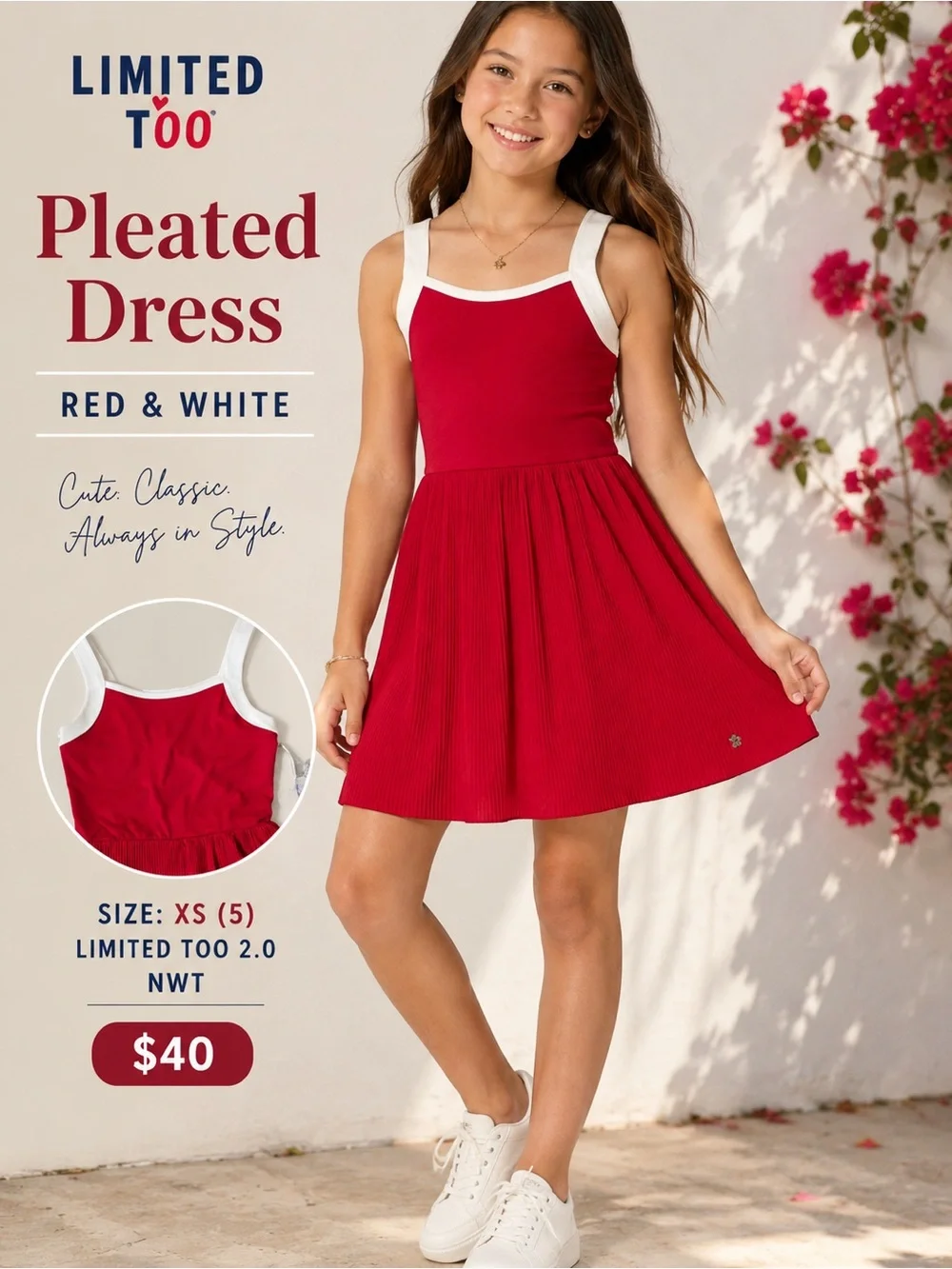 ❤️‼️🔥🆕 Limited Too 2.0 Red Pleated Girls Skort Dress Girls